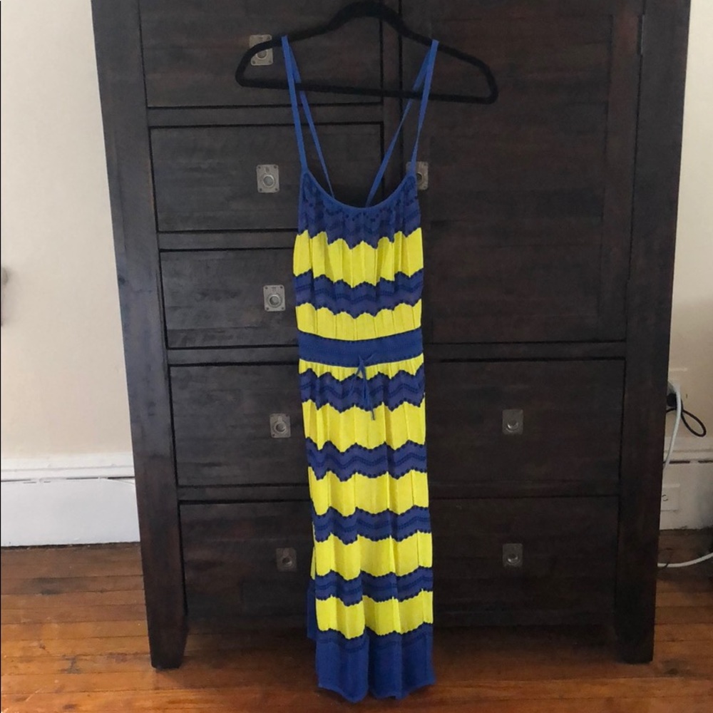 Missoni blue and yellow zigzag print dress